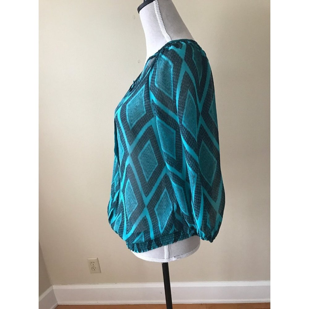 Pleione Black and Teal Tunic Blouse - Small - Picture 6 of 9